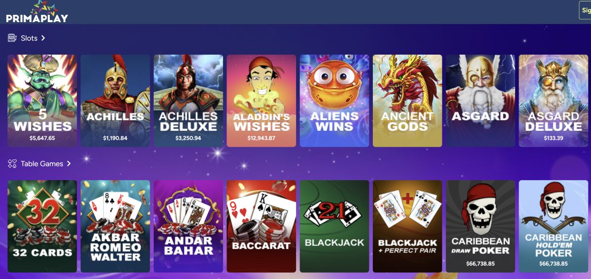 PrimaPlay Casino Games